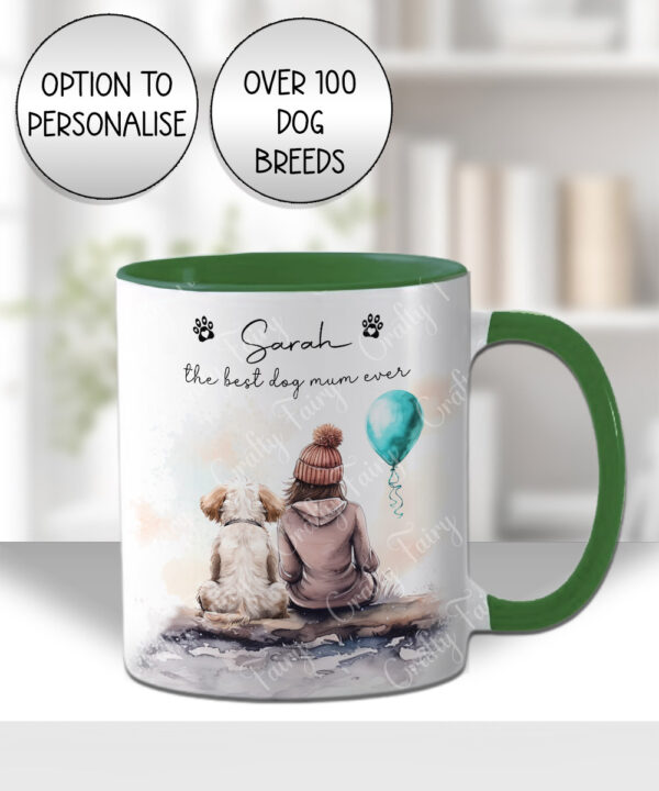 personalised dog lover lady and dog scene 2 mug gift