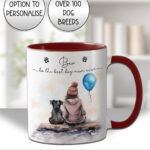 personalised dog lover lady and dog scene 2 mug gift