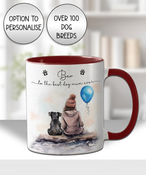 personalised dog lover lady and dog scene 2 mug gift