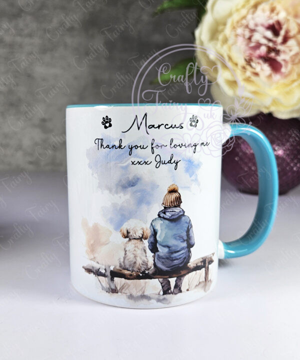 personalised dog lover man and dog scene 1 mug gift