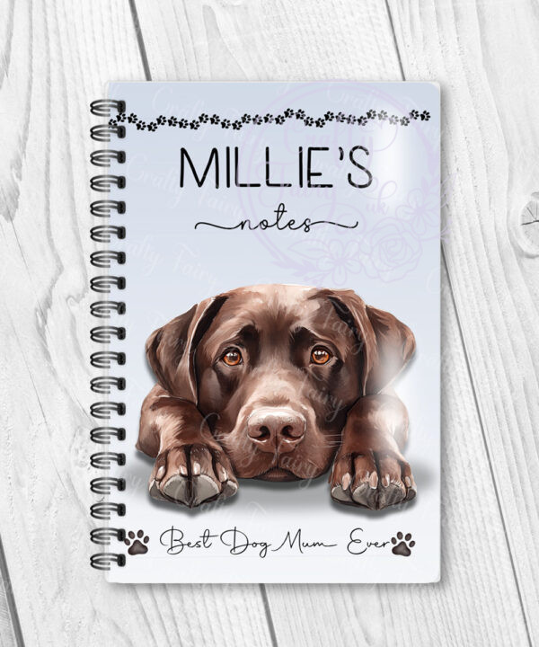 personalised cute dog face a5 notebook many breed options