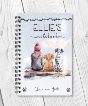 personalised dog lover lady and dog scene 1 a5 notebook (copy)
