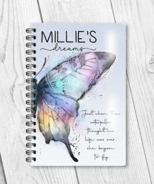 personalised stunning iridescent butterfly a5 notebook