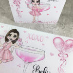 personalised pink lady with love heart cocktail glass chopping board or worktop protector