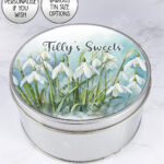 personalised snowdrops flowers print large keepsake rectangular tin