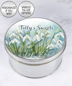 personalised snowdrops flowers print large keepsake rectangular tin