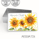 personalised sunflower flowers print large keepsake rectangular tin