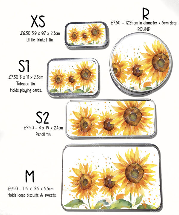 personalised sunflower flowers print large keepsake rectangular tin
