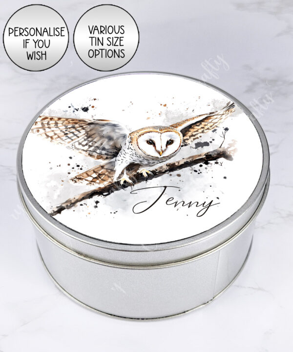 personalised beautiful owl large keepsake rectangular tin