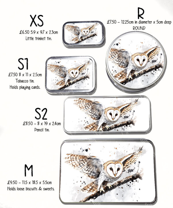 personalised beautiful owl large keepsake rectangular tin