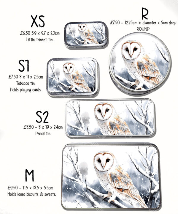 personalised owl on branch large keepsake rectangular tin