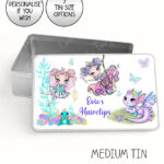 personalised whimsical fairies large keepsake rectangular tin