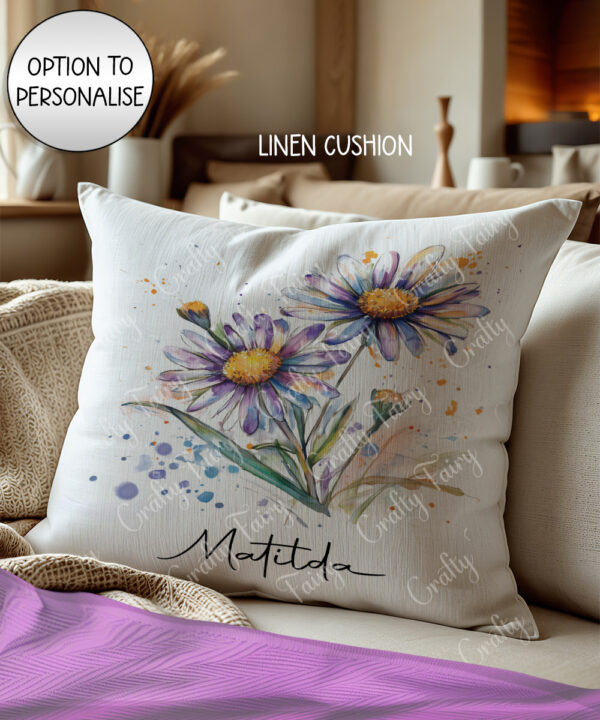 personalised aster flowers dual colour velvet cushion