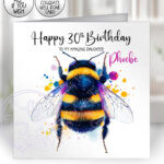personalised bumble bee birthday card
