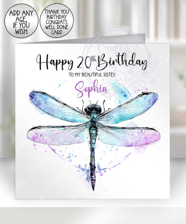 personalised stunning iridescent dragonfly renewal spirit birthday card