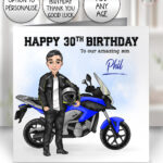 personalised motorbike biker man birthday card