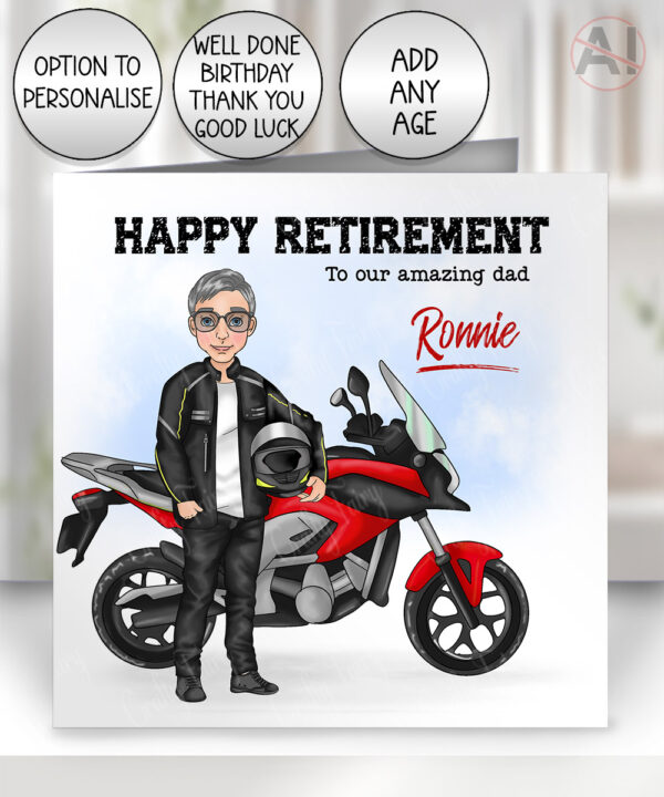 personalised motorbike biker man birthday card