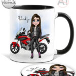 personalised motorbike biker girl mug gift