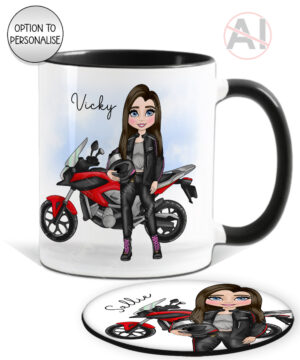 personalised motorbike biker girl mug gift