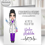 personalised female doctor congratulations card