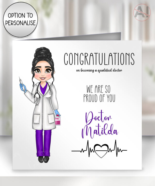 personalised female doctor congratulations card