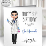 personalised female doctor happy birthday card