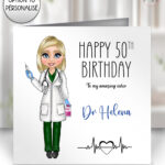 personalised female doctor happy birthday card