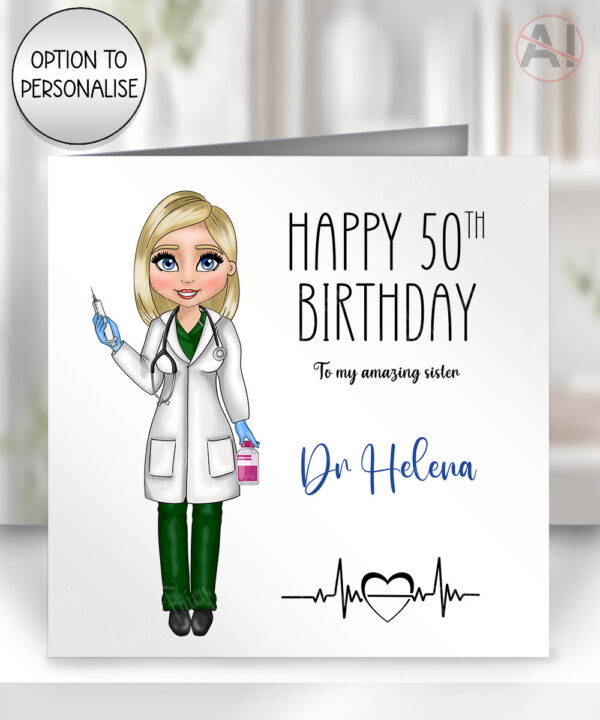 personalised female doctor happy birthday card