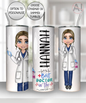 personalised best female doctor in the world white straight tumbler gift