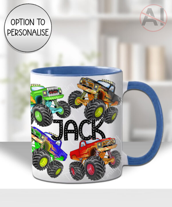 personalised monster truck mug gift