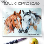 personalised horse pair glass chopping board or worktop protector