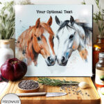 personalised horse pair glass chopping board or worktop protector