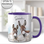 personalised watercolour donkey pair mug gift