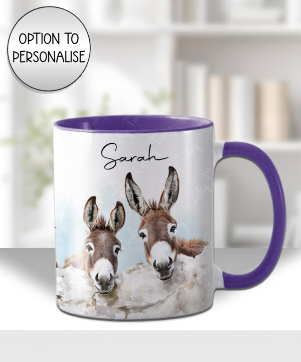 personalised watercolour donkey pair mug gift