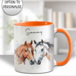 personalised watercolour horse pair mug gift