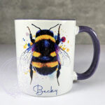 personalised watercolour bright bumblebee mug gift