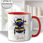personalised watercolour bright bumblebee mug gift