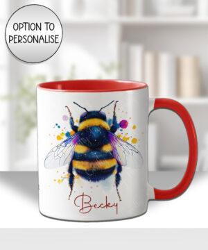 personalised watercolour bright bumblebee mug gift