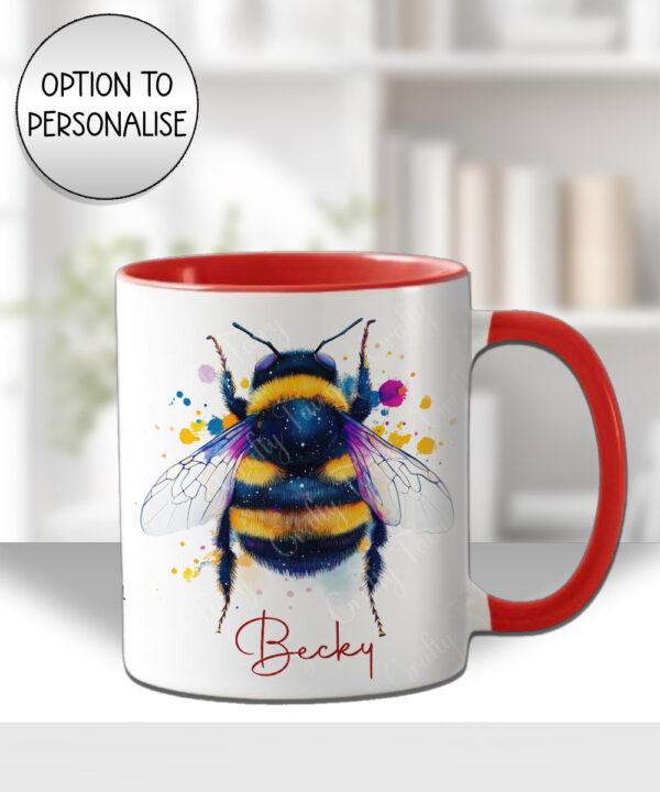 personalised watercolour bright bumblebee mug gift