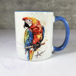 personalised watercolour abstract macaw parrot mug gift