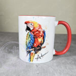 personalised watercolour abstract macaw parrot mug gift