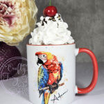 personalised watercolour abstract macaw parrot mug gift
