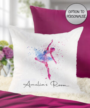 personalised colourful abtstact dancer girl dual colour velvet cushion