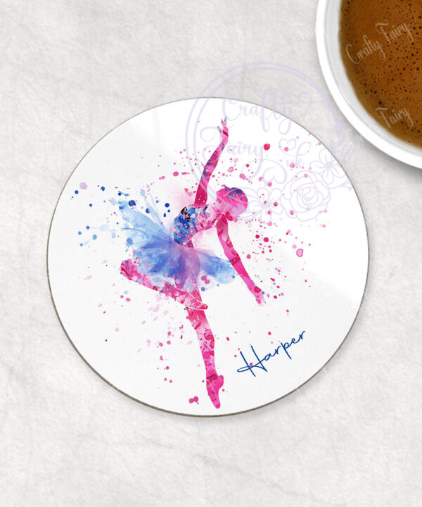 personalised colourful dancer girl personalised coaster gift