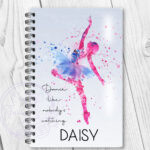 personalised colourful dance like nobody's watching girl a5 notebook