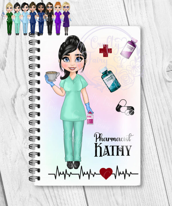 personalised superpower female pharmacist a5 notebook journal gift