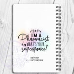 personalised superpower female pharmacist a5 notebook journal gift