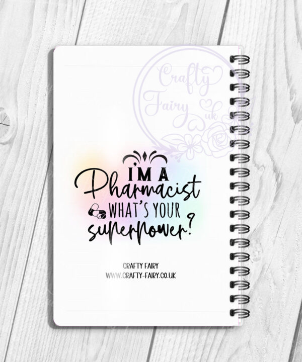 personalised superpower female pharmacist a5 notebook journal gift