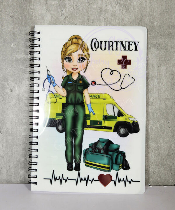 personalised female paramedic & ambulance superpower a5 notebook journal gift