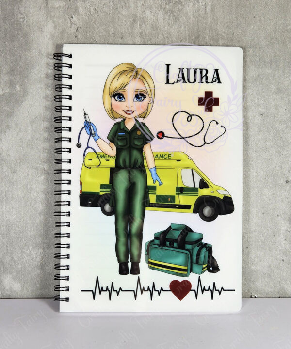 personalised female paramedic & ambulance superpower a5 notebook journal gift